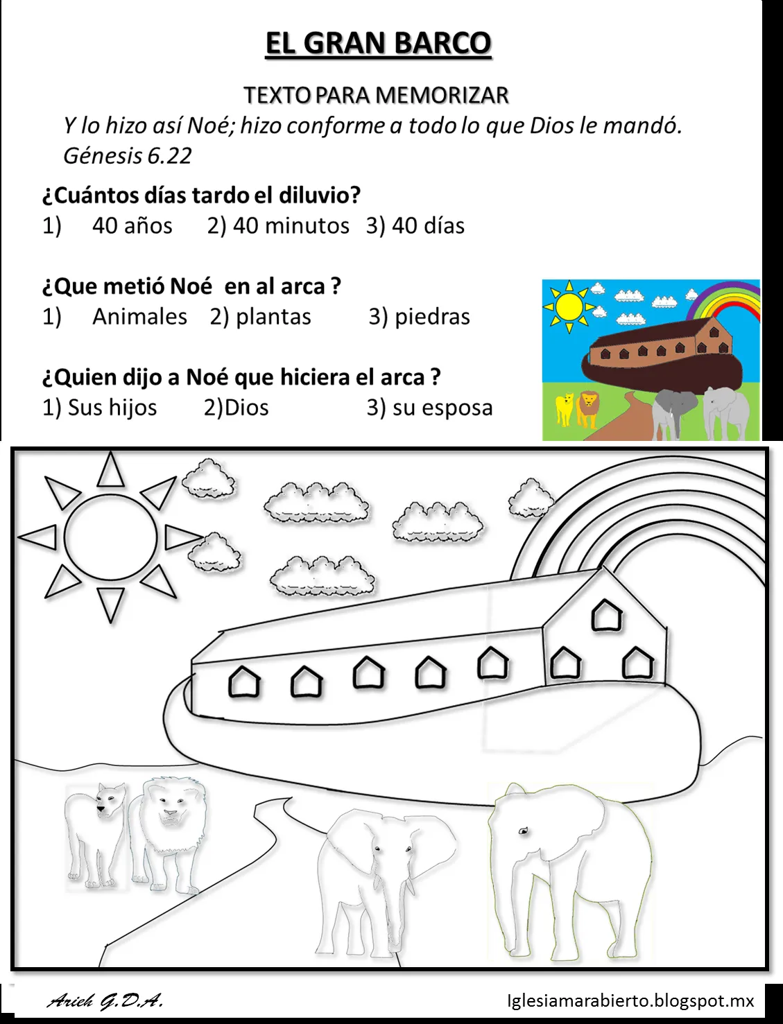 IGLESIA MAR ABIERTO: ESTUDIO BÍBLICO PARA NIÑOS (EL ARCA DE NOÉ) IGLESIA MAR ABIERTO: ESTUDIO BÍBLICO PARA NIÑOS (EL ARCA DE NOÉ)