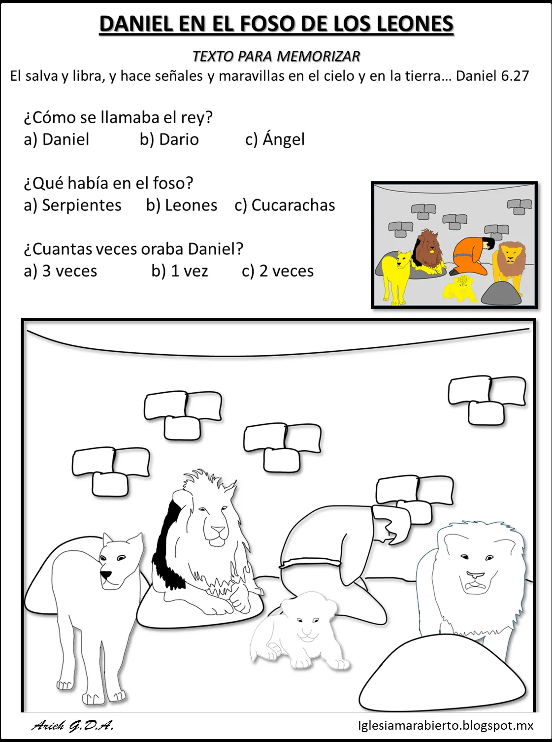 IGLESIA MAR ABIERTO: ESTUDIO BÍBLICO PARA NIÑOS (DANIEL EN EL FOSO)