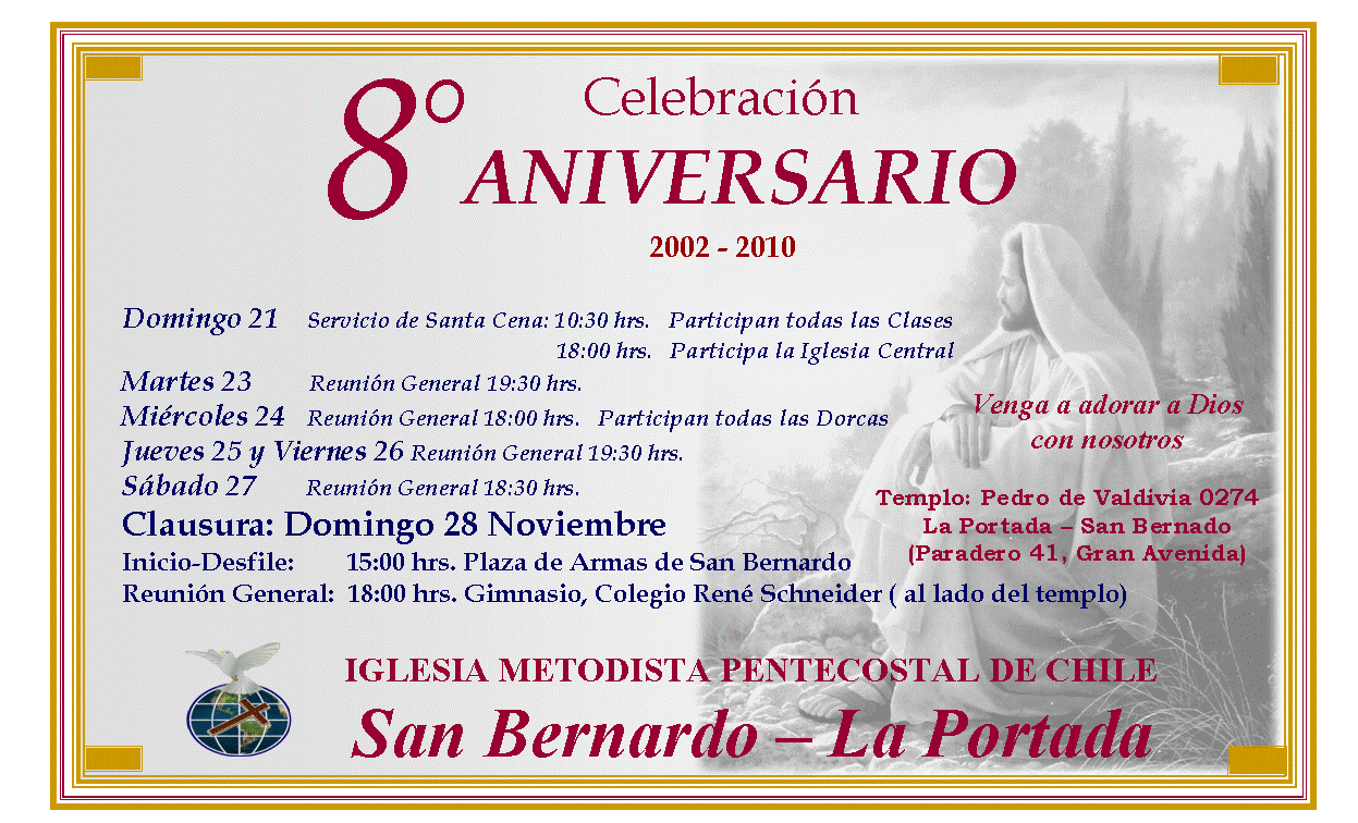 Iglesia Metodista Pentecostal de Chile: Iglesia La Portada Invita Iglesia Metodista Pentecostal de Chile: Iglesia La Portada Invita