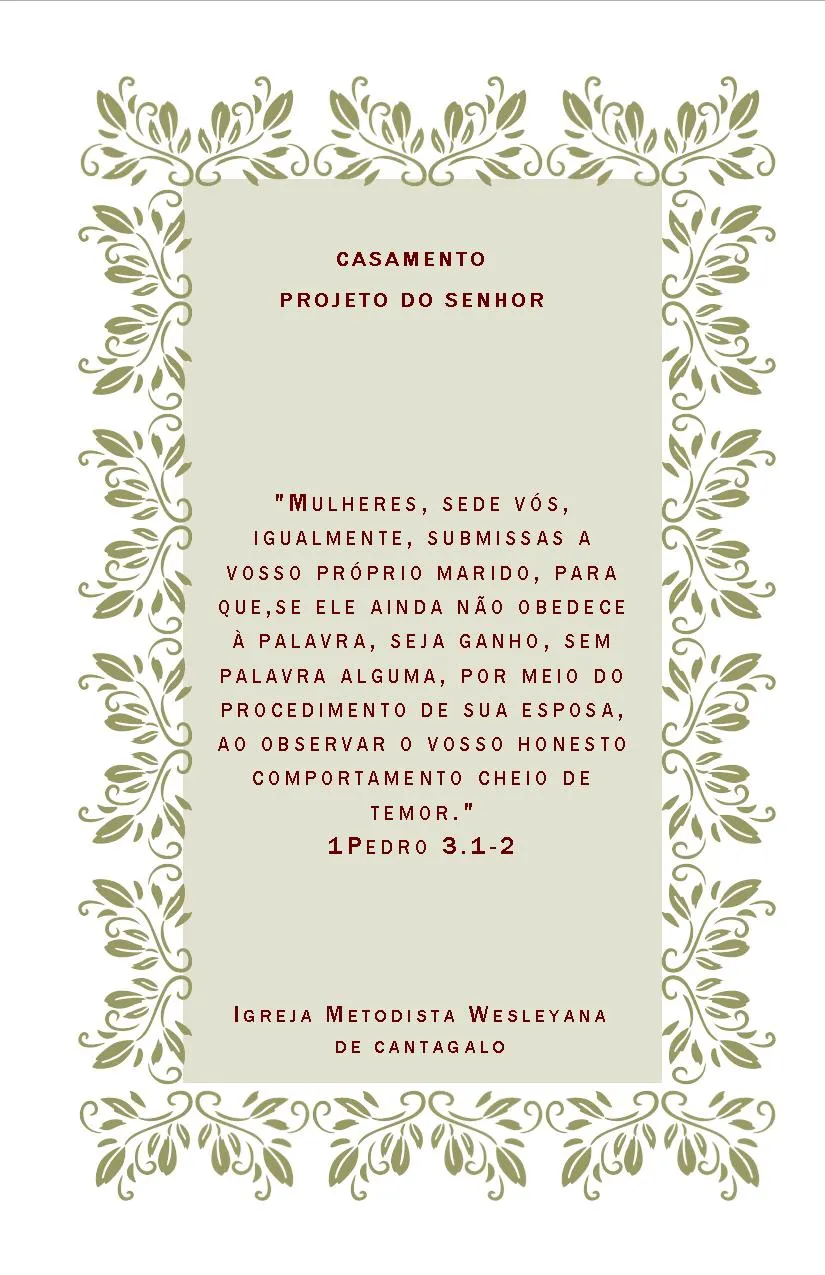 Igreja Metodista Wesleyana de Cantagalo: Cartão para esposo e esposa