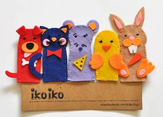 IKO Títeres de dedo Títeres Mascotas Set de 5 por IkoIkoToys IKO Títeres de dedo Títeres Mascotas Set de 5 por IkoIkoToys