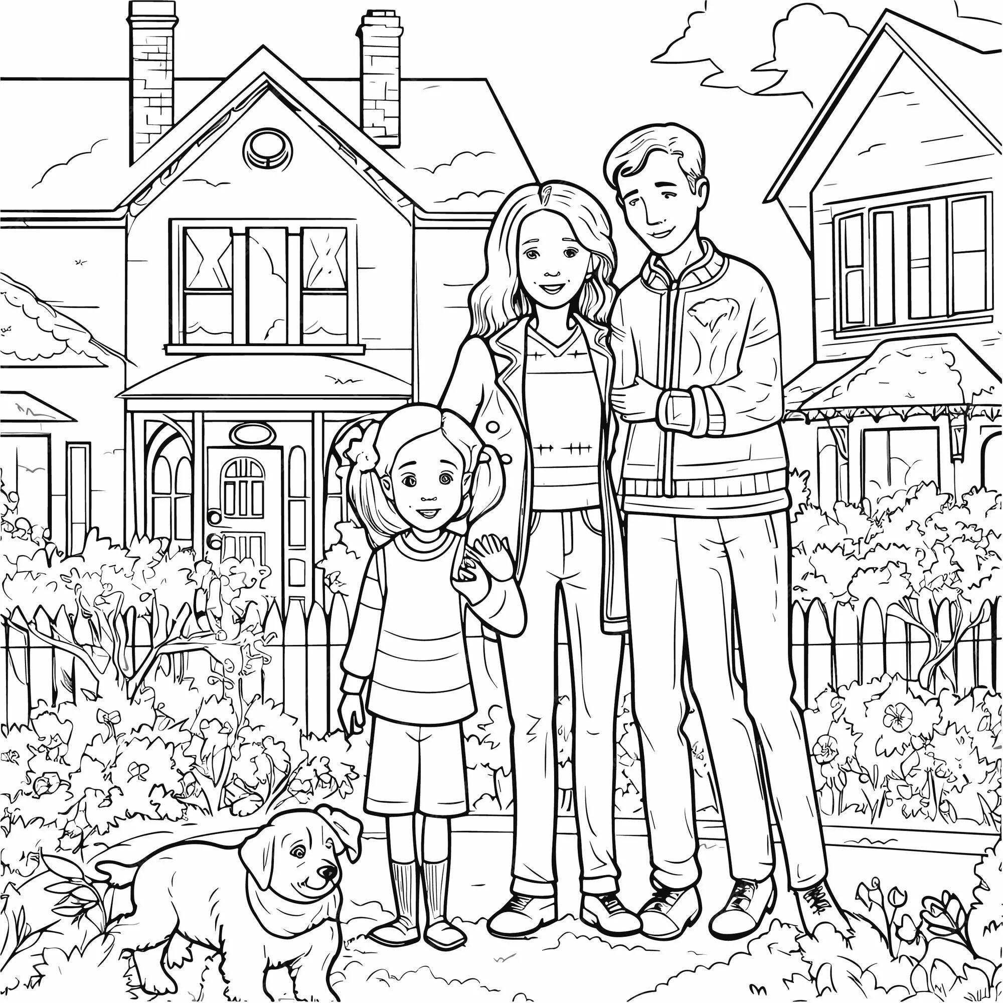 Illustartion libro para colorear página familia | Vector Premium Illustartion libro para colorear página familia | Vector Premium