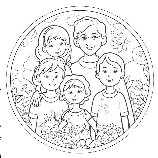Illustartion libro para colorear página familia | Vector Premium Illustartion libro para colorear página familia | Vector Premium