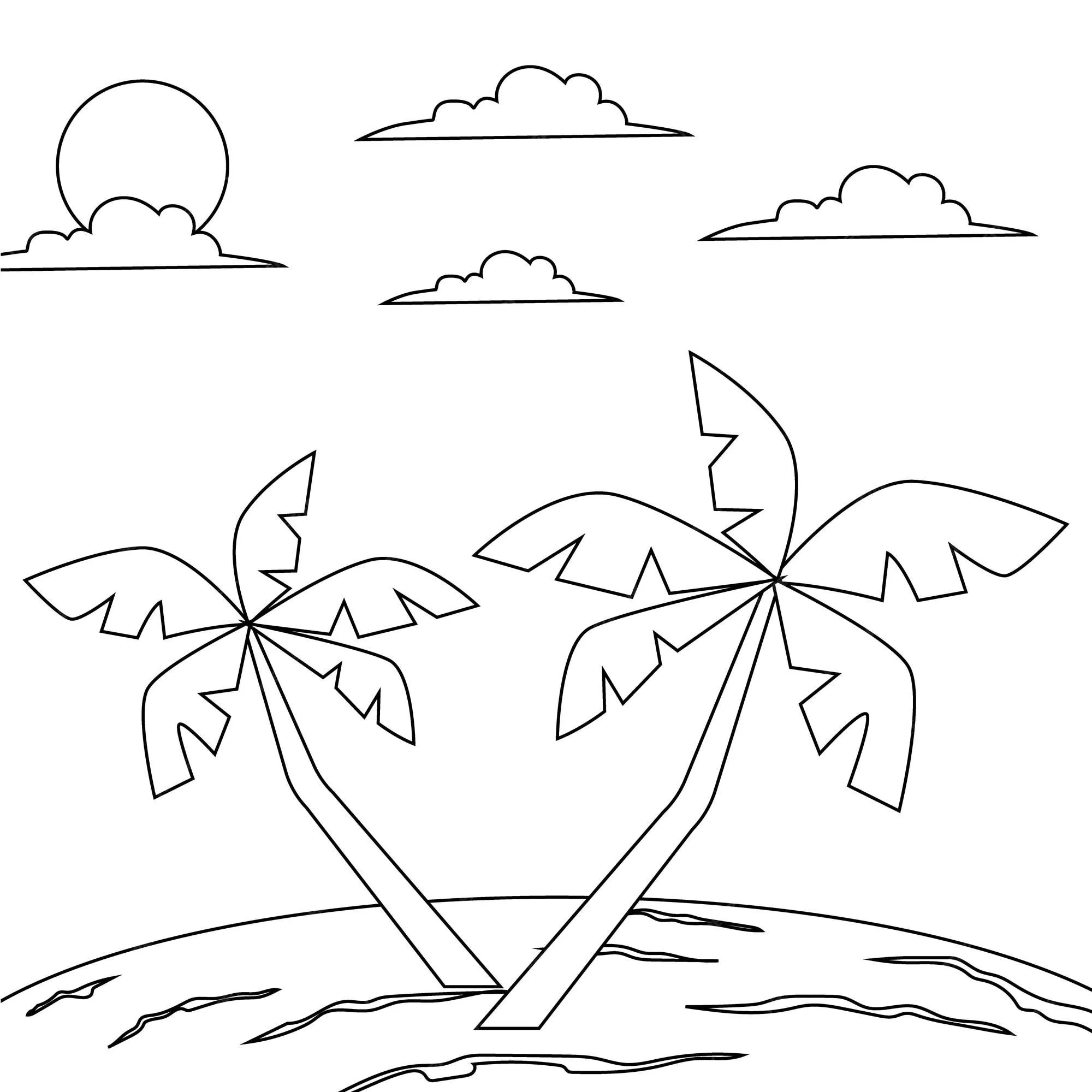 Ilustração de coloração de praia de verão para crianças para crianças design imprimível em branco para crianças | Vetor Premium Ilustração de coloração de praia de verão para crianças para crianças design imprimível em branco para crianças | Vetor Premium