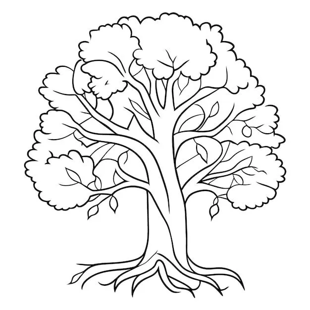 Ilustración de árbol o diseño de páginas para colorear kawaii y anime. | Vector Premium Ilustración de árbol o diseño de páginas para colorear kawaii y anime. | Vector Premium
