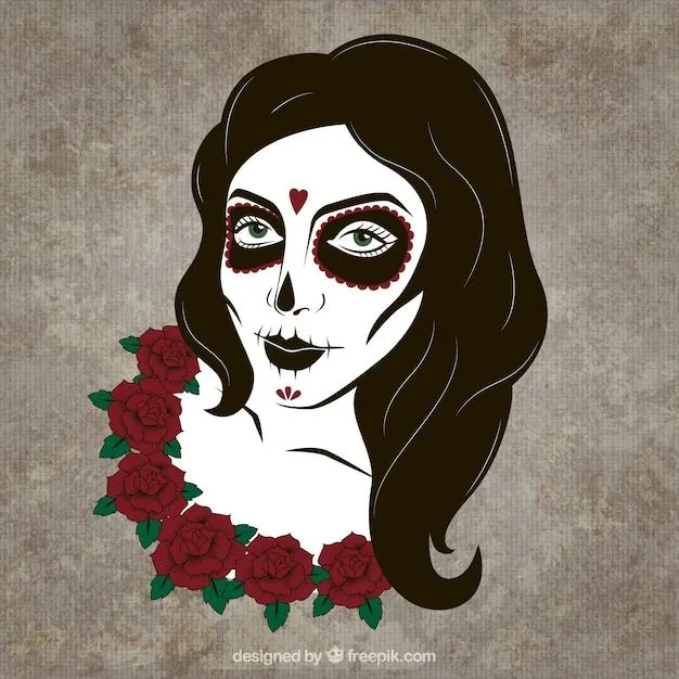 Ilustración de calavera Catrina con rosas | Descargar Vectores gratis Ilustración de calavera Catrina con rosas | Descargar Vectores gratis