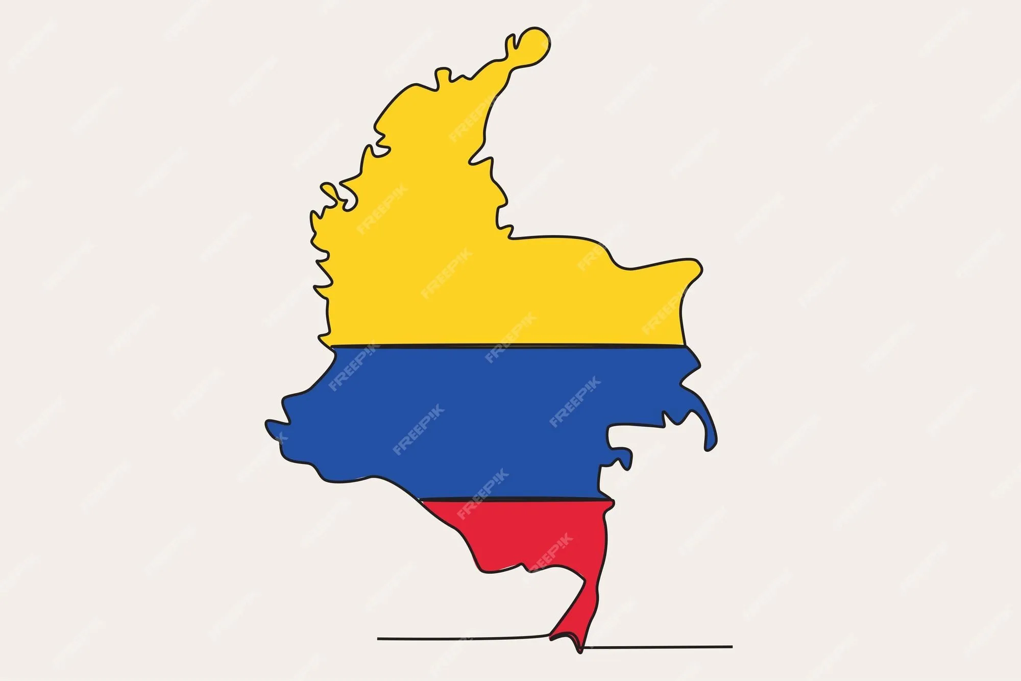 Ilustración a color del mapa del país de colombia independencia de colombia  dibujo en línea | Vector Premium
