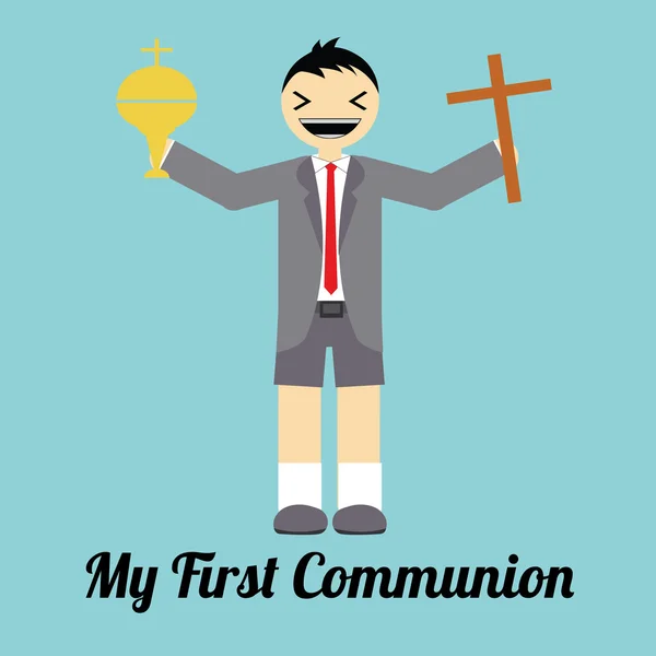 Mi primera ilustración comunión sobre fondo azul — Vector stock ... Mi primera ilustración comunión sobre fondo azul — Vector stock ...