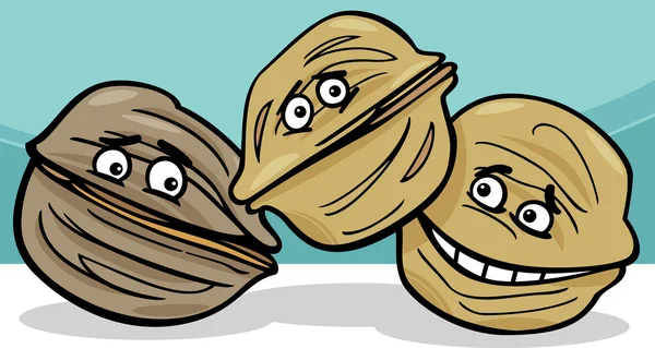 Ilustración de dibujos animados de frutos secos nueces — Vector ...