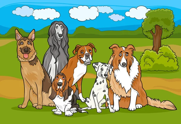 Ilustración de dibujos animados lindo perros de raza grupo ... Ilustración de dibujos animados lindo perros de raza grupo ...
