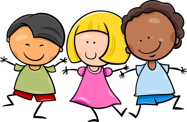 Ilustración de dibujos animados los niños multiculturales — Vector ... Ilustración de dibujos animados los niños multiculturales — Vector ...