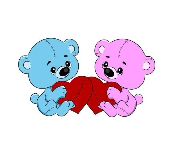 Ilustración de dibujos animados de dos Ositos enamorados — Vector ... Ilustración de dibujos animados de dos Ositos enamorados — Vector ...