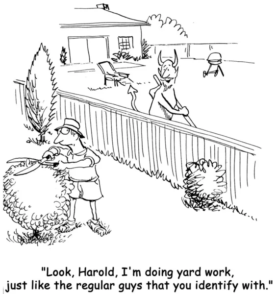 Ilustración de dibujos animados. dos vecinos limpiar sus patios ...