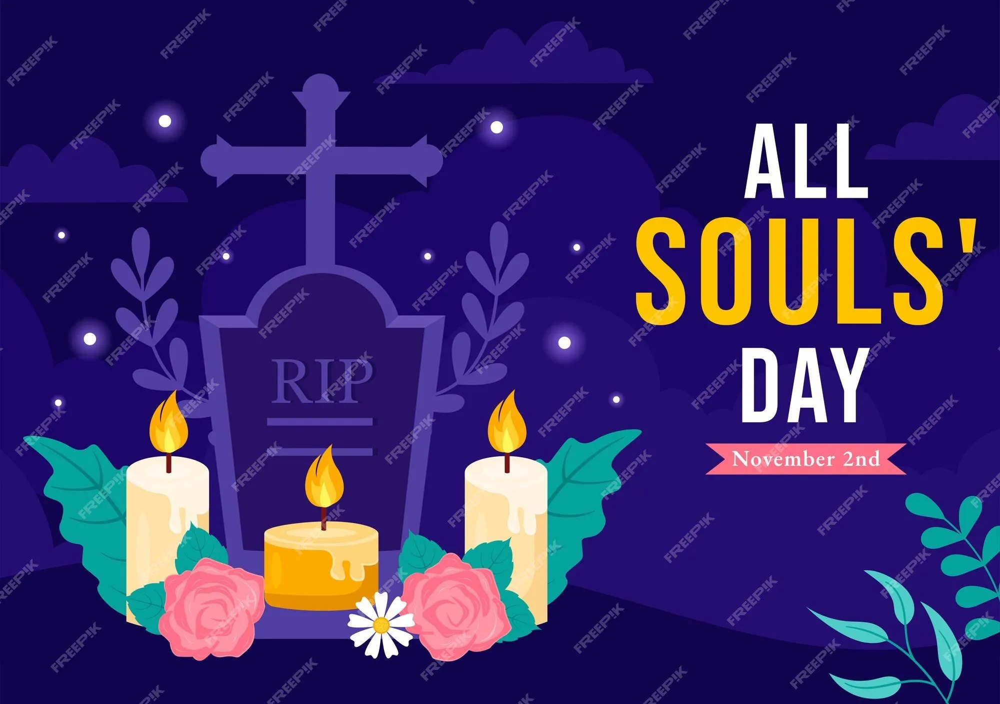 Ilustración del día de los difuntos para conmemorar a los creyentes fallecidos en la religión cristiana con una vela | Vector Premium Ilustración del día de los difuntos para conmemorar a los creyentes fallecidos en la religión cristiana con una vela | Vector Premium
