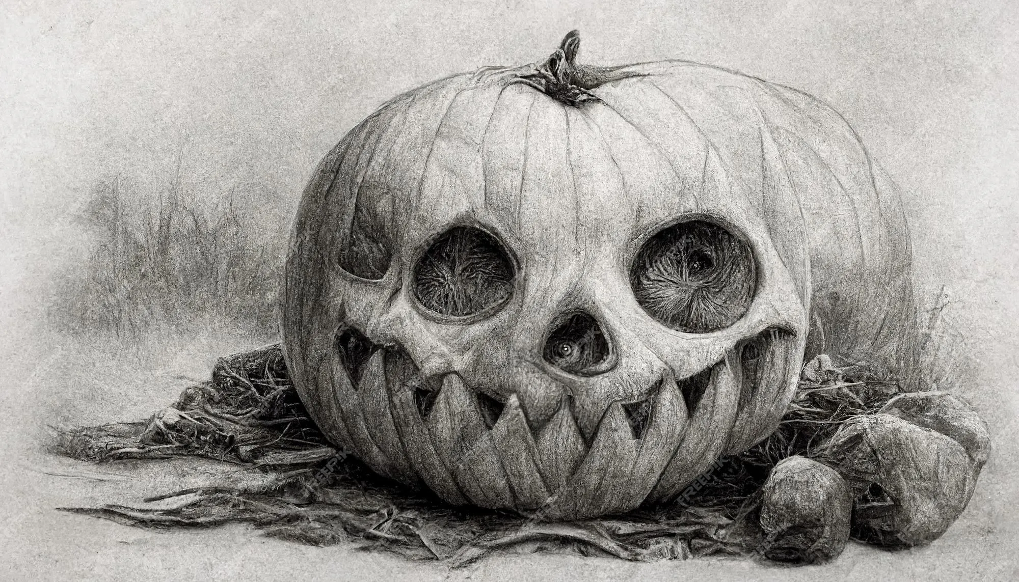 Ilustración de halloween estilo de dibujo a lápiz espeluznante horror fondo de halloween ilustración 3d | Foto Premium Ilustración de halloween estilo de dibujo a lápiz espeluznante horror fondo de halloween ilustración 3d | Foto Premium