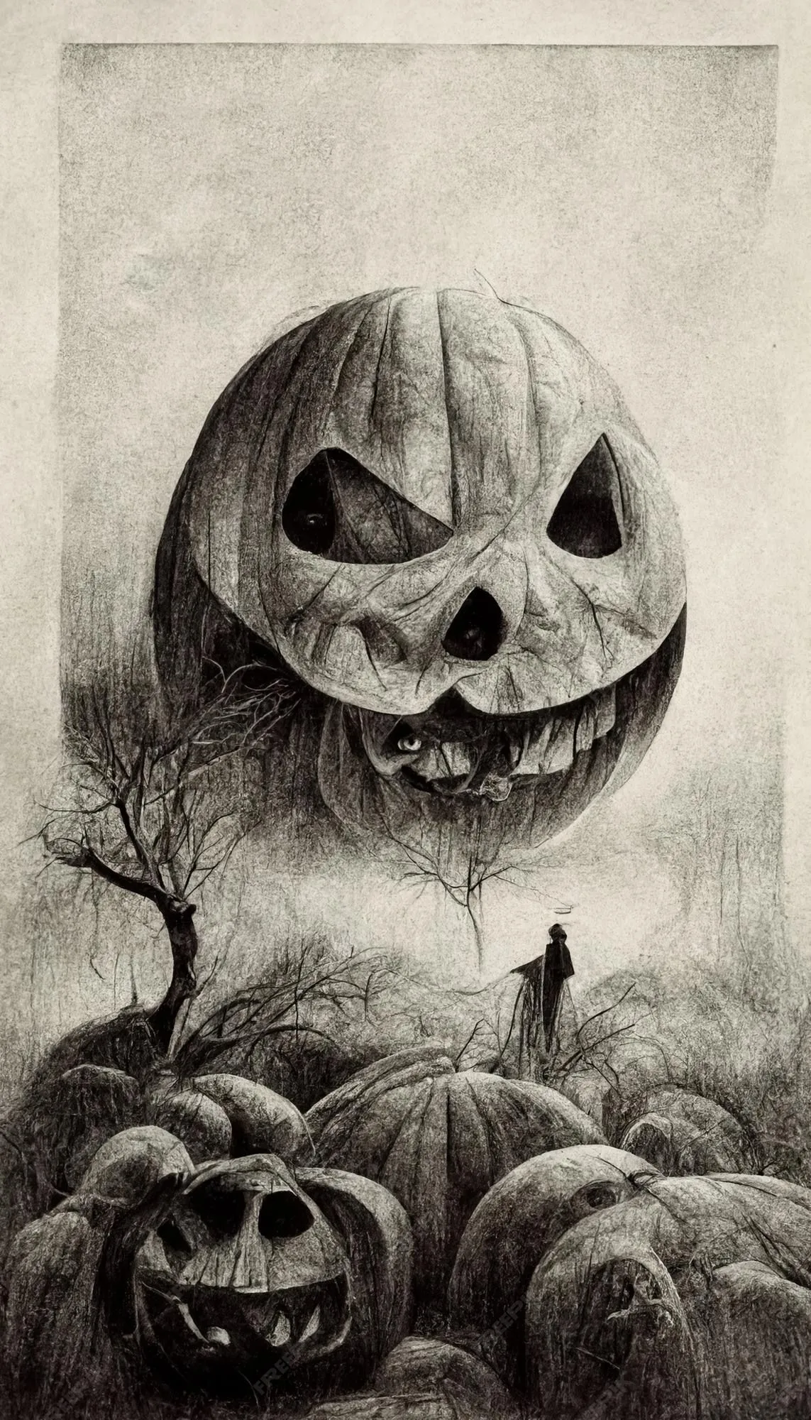 Ilustración de halloween estilo de dibujo a lápiz espeluznante horror fondo de halloween ilustración 3d | Foto Premium Ilustración de halloween estilo de dibujo a lápiz espeluznante horror fondo de halloween ilustración 3d | Foto Premium