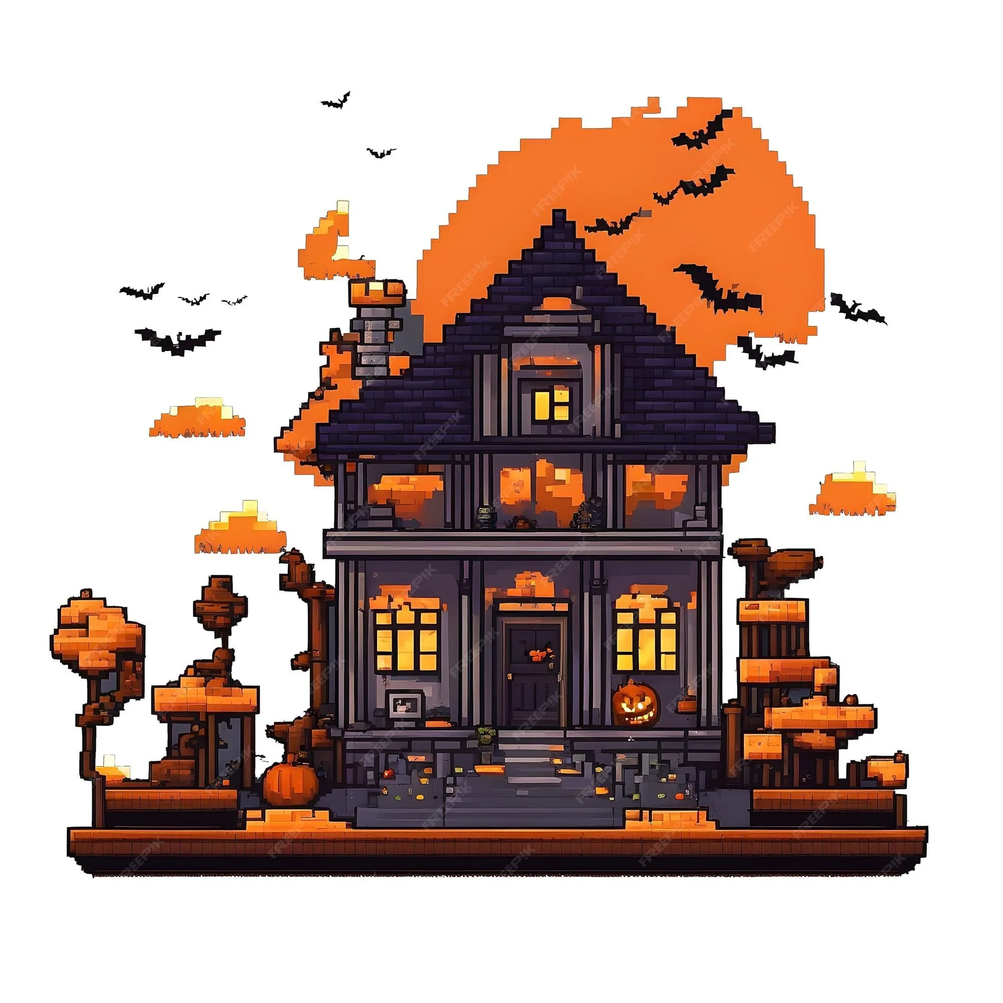 Ilustración de halloween en movimiento pixel | Foto Premium Ilustración de halloween en movimiento pixel | Foto Premium