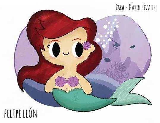 Ilustración inspirada en la pelicula de disney la sirenita #kawaii ...