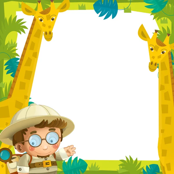 la ilustración de marco divertido - con animales salvajes ...