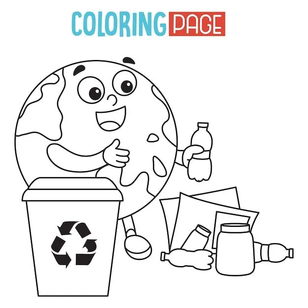Ilustración de la página para colorear de la tierra | Vector Premium Ilustración de la página para colorear de la tierra | Vector Premium