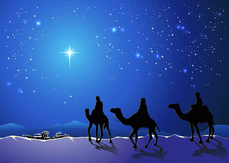 Ilustración de los Tres Reyes Magos, fondo estrellado y Estrella ... Ilustración de los Tres Reyes Magos, fondo estrellado y Estrella ...