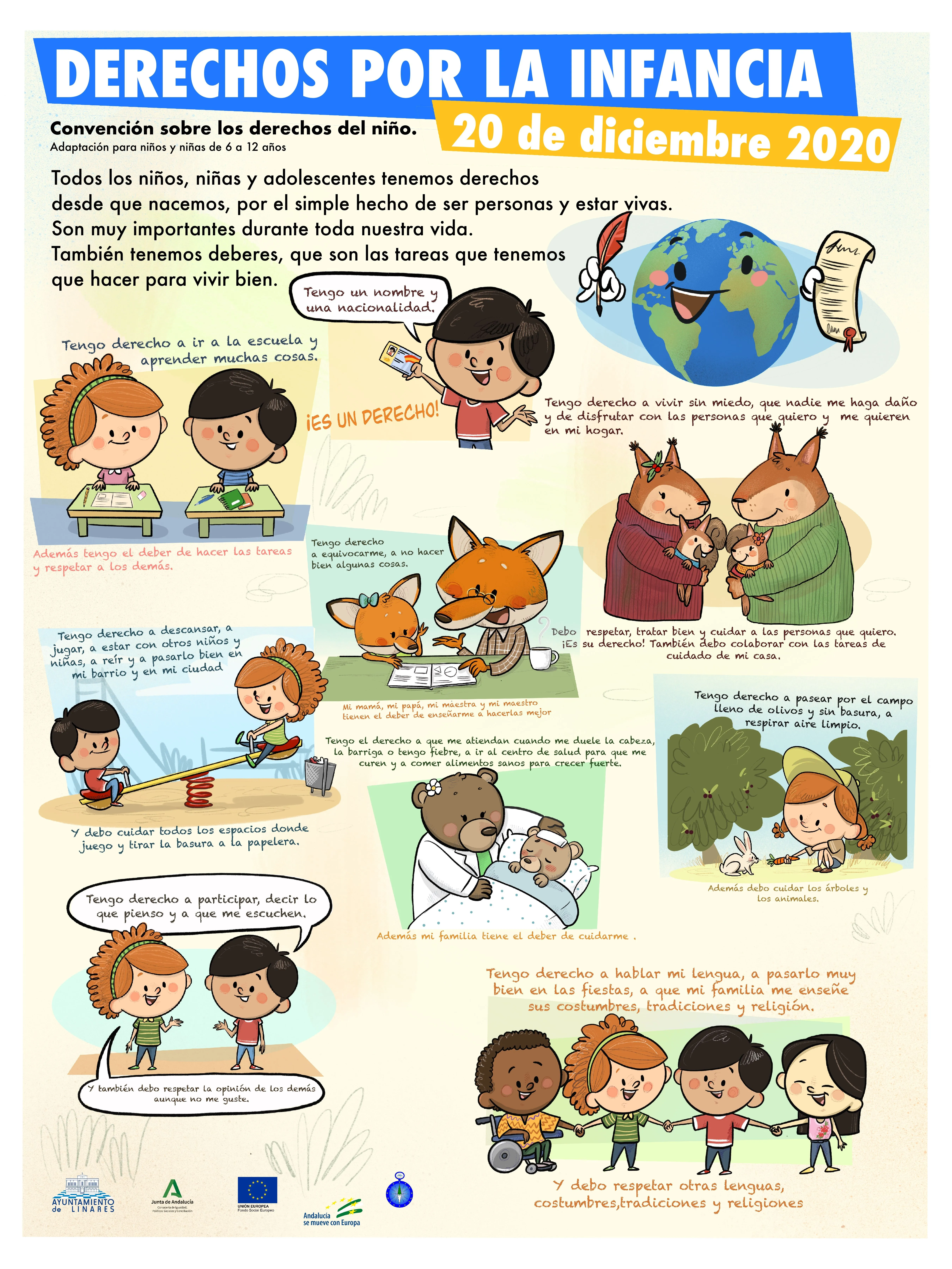 Ilustraciones para conmemorar el día mundial de la infancia en Linares
