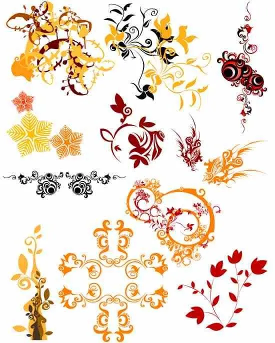 Ilustraciones vectoriales de adornos florales Ilustraciones vectoriales de adornos florales