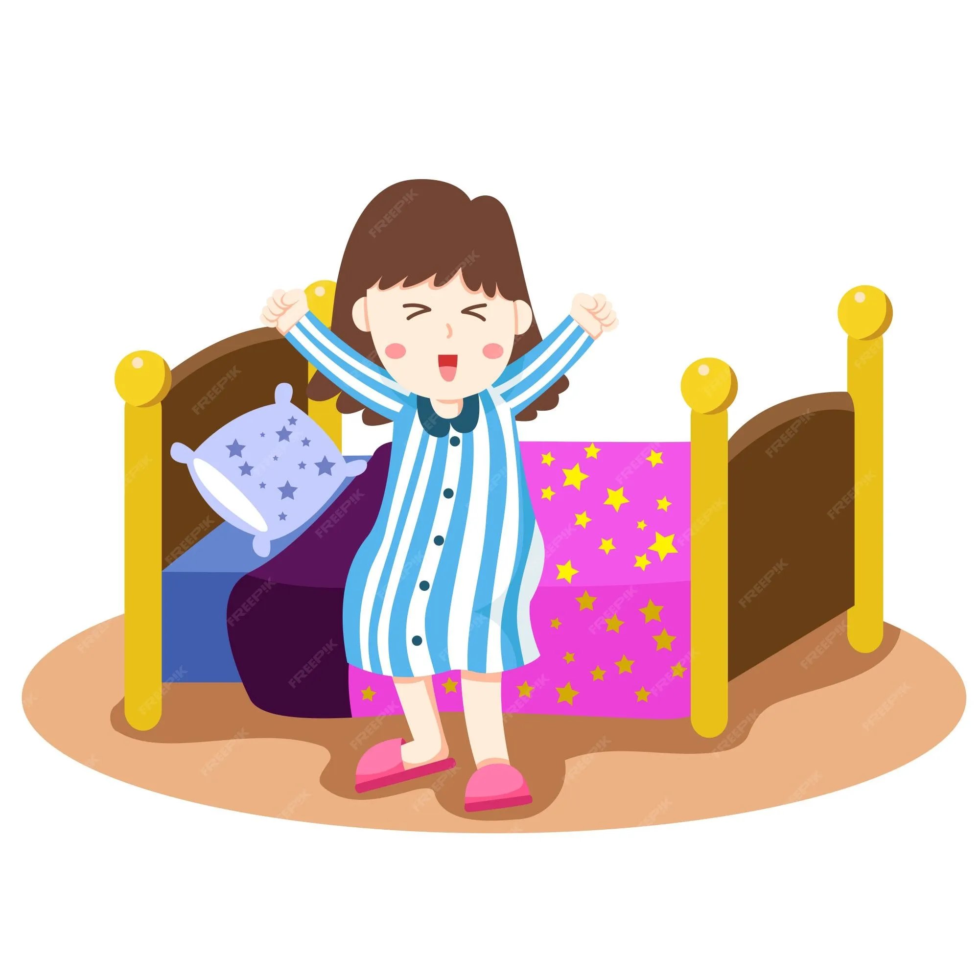 Ilustrador de niña despierta | Vector Premium