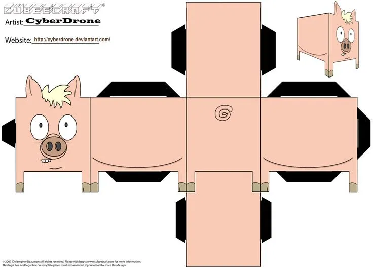 Image detail for -printable pig cube craft | PAPER TOYS - BOXES ...