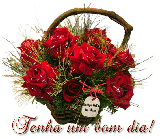 Imagem para face Tenha um bom dia gif animado de Cesta com rosas 2459