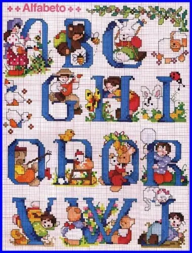 Punto cruz abecedario infantil - Imagui