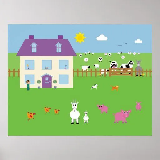 Animales del campo y poster lindos de la casa | Zazzle Animales del campo y poster lindos de la casa | Zazzle