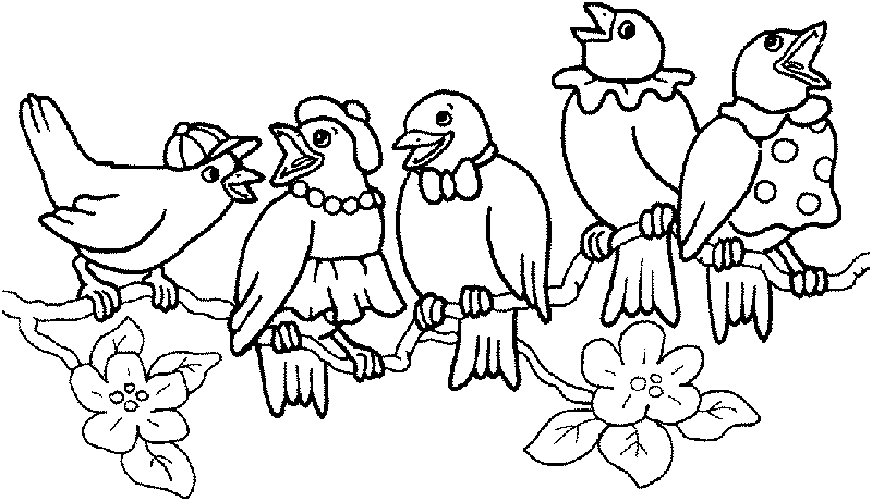 Imagen para colorear Pajaros cantando | Imagenes.Horabuena.com