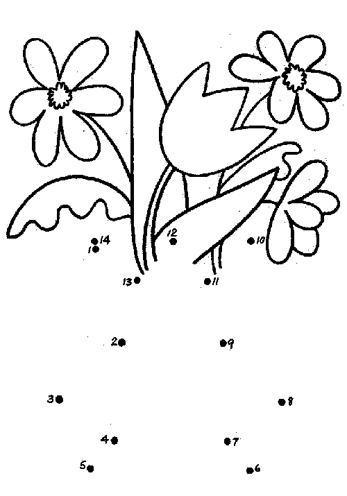 Imagen para colorear y unir puntos flores | Imagenes.