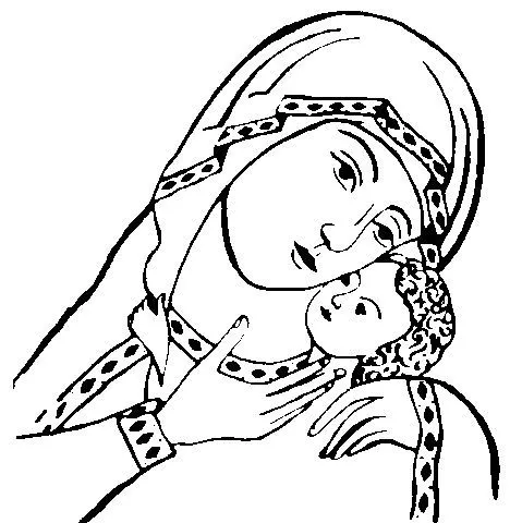 Pinto Dibujos: Virgen María para colorear