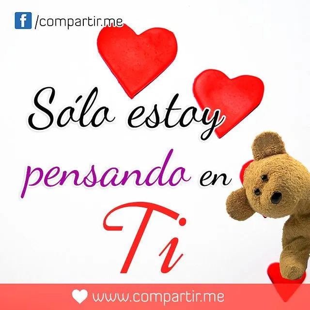 Imagen con frase estoy pensando en ti con fondo de corazones y ...