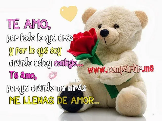 Imagen de osito tierno con frase de amor con la palabra te amo by ...