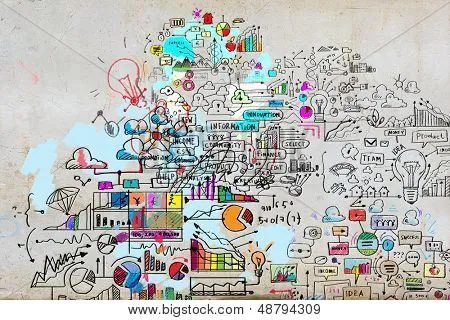 Imagen de plan de negocios con dibujos de mano collage Fotos stock ...