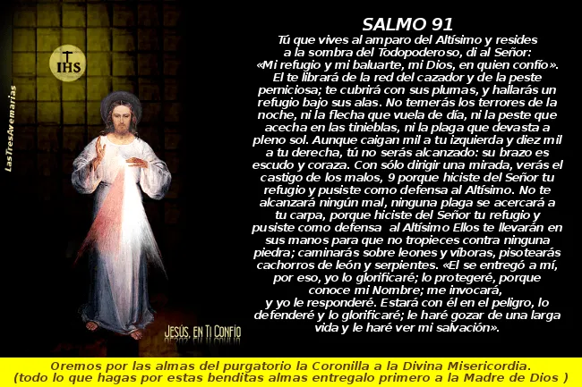 El Salmo: el salmo 91 pegado en la foto de la Divina Misericordia