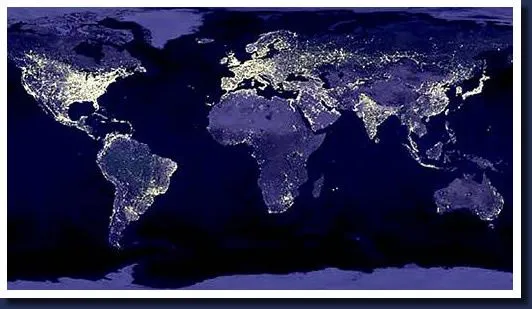 Imagen satelital de un planeta iluminado