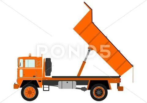Imagen Vectorial de Camión De Volteo De Color Naranja | Gráficos e ...