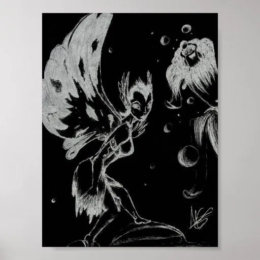 Hada blanco y negro posters | Zazzle