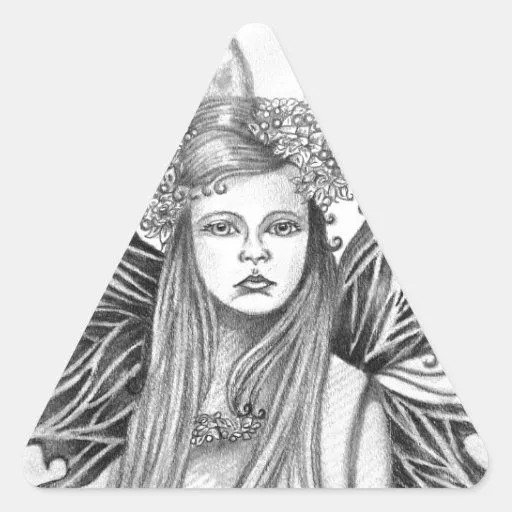 Hada de la luna blanco y negro colcomanias triangulo de Zazzle.