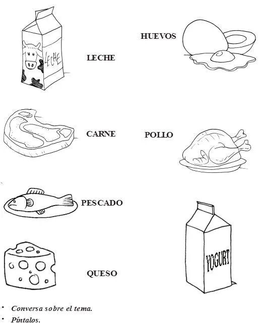 Alimentos de origen animal para colorear - Imagui