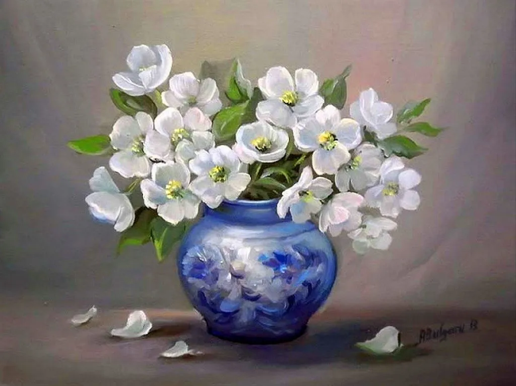 Imágenes Arte Pinturas: Bodegón con Jarrones de Flores, Pintura Óleo Imágenes Arte Pinturas: Bodegón con Jarrones de Flores, Pintura Óleo