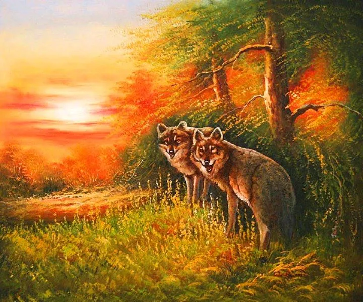 Imágenes Arte Pinturas: CUADROS DE ANIMALES CON PAISAJE AL OLEO