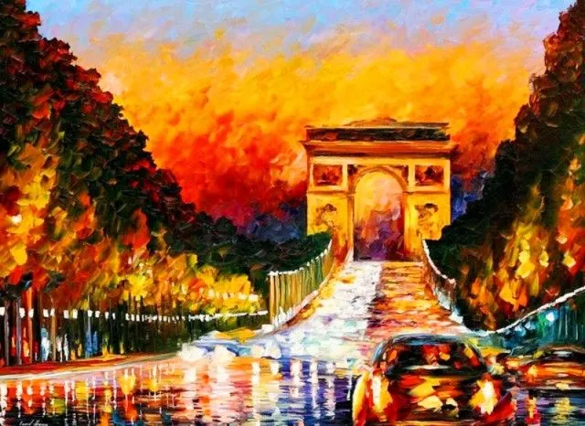 Imágenes Arte Pinturas: Paisaje de ciudades pintado con espátula Imágenes Arte Pinturas: Paisaje de ciudades pintado con espátula