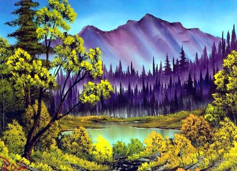 Cuadros Modernos Pinturas : Paisajes Montañosos Cuadros Pintados ...