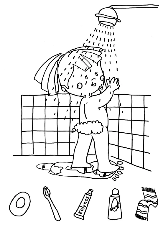 CuentosDeDonCoco.Com: NIÑA BAÑÁNDOSE PARA COLOREAR