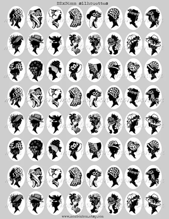 Silueta camafeos 22 x 30 óvalos Collage Digital hoja por monbonbon Silueta camafeos 22 x 30 óvalos Collage Digital hoja por monbonbon